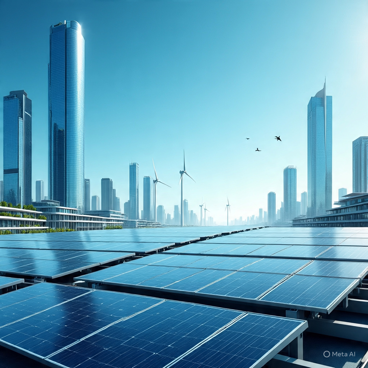 Solar panels under sun